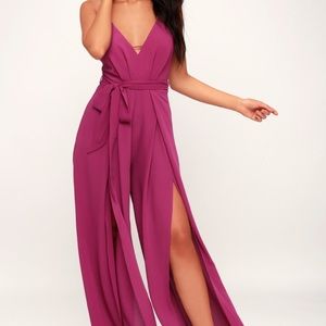 Lulus Hype Dream Magenta Wide Leg Jumpsuit